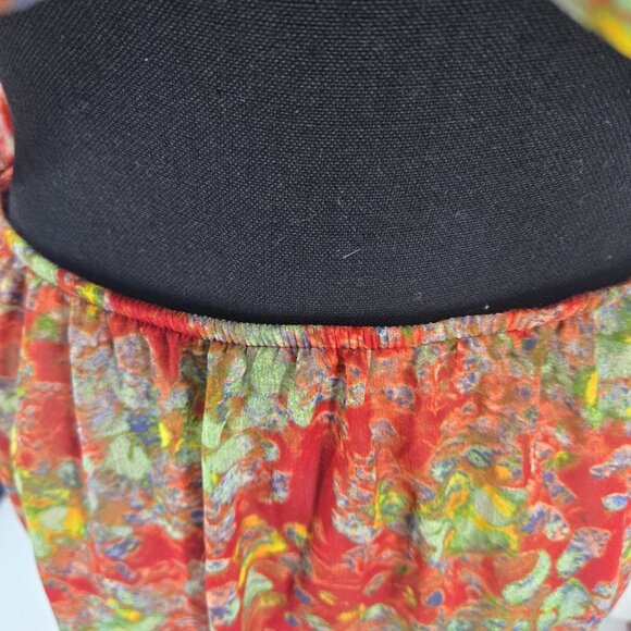 Lush Red Floral Scoop Neck Open Back Lined Hi-Lo Dress Large - Picture 4 of 9